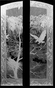 etched glass eagle landscape doors