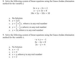 Solved 8 Solve The Following System Of