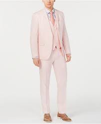 Mens Slim Fit Linen Pink Suit Separates Created For Macys