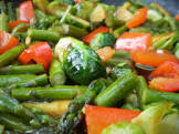 brussels sprouts  asparagus   bell pepper medley