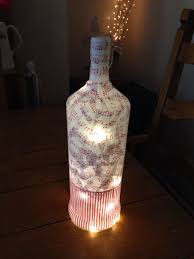 Music Notes Decoupage Bottle With Fairy Lights 7 X Wine