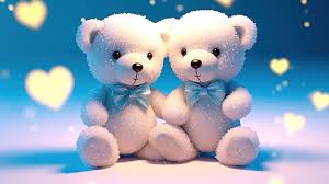 couple teddy bears in embrace huggin