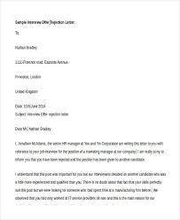 Offer Rejection Letters 10 Free Sample Example Format Download