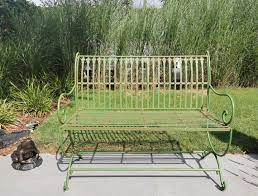 Wrought Iron Garden Bench Green Color