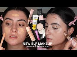 testing new elf makeup on acne e