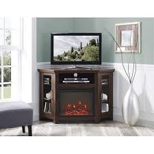 Walker Edison Brown Corner Fireplace Tv