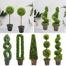 Realistic Potted Topiary Tree In