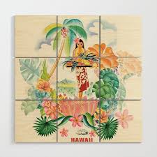 Vintage Hawaiian Travel Poster Wood
