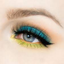 colorful teal and acid green makeup