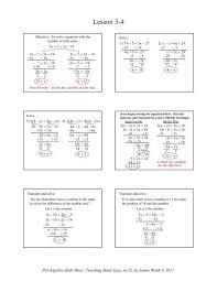3 4 Solving Equations With Variables On