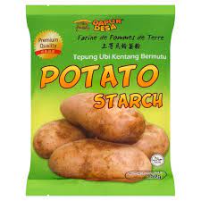 Starch is typically isolated from cull potatoes, surplus potatoes, and waste streams from potato processing. Dapur Desa Potato Starch 350g Tesco Groceries