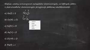 Napisz wzory sumaryczne związków chemicznych o następujących nazwach : a)  chlorek chromu(III) - YouTube