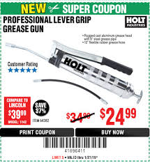 A look at the pneumatic grease gun from harbor freight tools. Harbor Freight Tools Coupon Database Free Coupons 25 Percent Off Coupons Toolbox Coupons Professional Lever Action Grease Gun