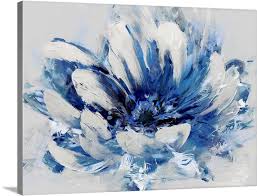 Abstract Flower Blue Wall Art Canvas