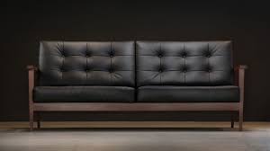 the mid century show wood sofa black