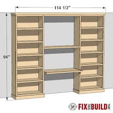 bookcases with integrated desk plans
