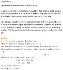 Quadratic Equation Maths Ncert Solutions