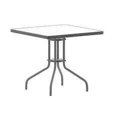 Silver Square Steel Outdoor Side Table