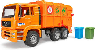 bruder man tga orange refuse truck