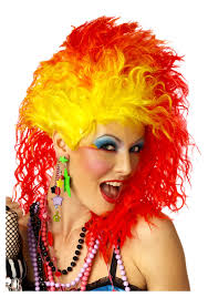 colorful 80s glam metal women s wig