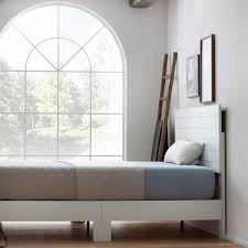shiplap wood panel platform bed frame