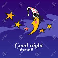 Good Night Sleep Well Card Design With Cute Cartoon Sleeping