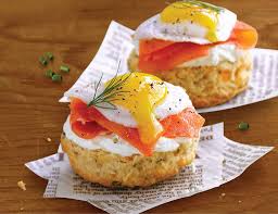 A delicious and easy spread that always gets many compliments. Brunch Idea Eggs With Smoked Salmon On Cheddar Biscuits Furlani