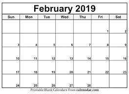 Free Printable Feb 2019 Calendar Blank Calendar Template