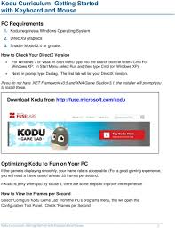 kodu curriculum getting started with