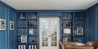 Cranberry painted bookcase with gold stencil. 25 Stylish Built In Bookshelves Floor To Ceiling Shelving Ideas