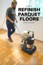 refinishing parquet floors start to