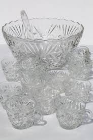 Clear Glass Punch Bowl Twelve Cups