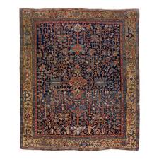 blue heriz wool rug with allover design