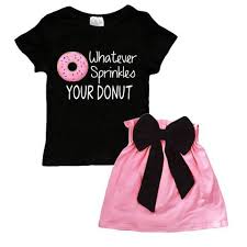 Whatever Sprinkles Your Donut Outfit Black Pink Bow Top And Skirt