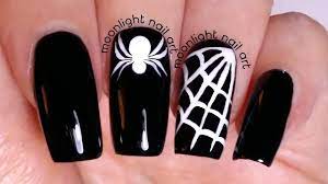 spider web black and white nail art