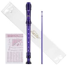 Eastar Ers 1gpu German Soprano Recorder 8 Hole C Key 3 Piece Recorder Instrument For Kids With Fingering Chart Cleaning Rod And Bag Purple