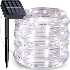 Amazon Com Solar Rope Lights 66 Feet 200 Led 8 Modes Solar Rope String Lights Outdoor Fairy Lights Rope Waterproof Tube Lights With Solar Panel For Outdoor Indoor Home Decoration Garden Patio