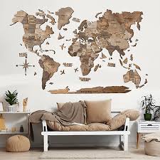 Wood World Map Wall Art Large Wall