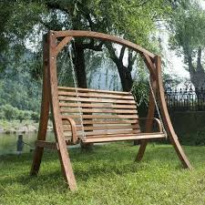 Natural Modern Hanging Wood Swing Chair