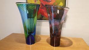 Two Large Multi Coloured Glass Vases
