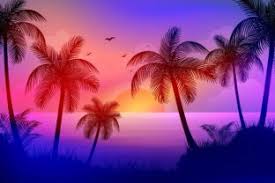 Tropical Beach at Sunset with Palm Trees Graphic by Astira · Creative  Fabrica