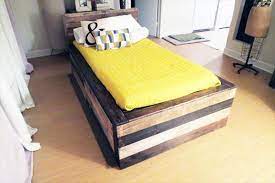 wood pallet twin bed with headboard