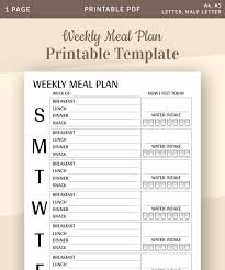 Weekly Meal Plan Printable Meal Schedule Template Instant Download Printable Pdf