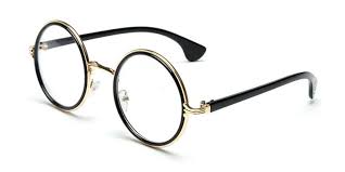 Round Eyeglasses Black Golden Round