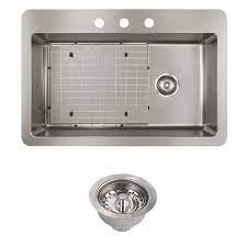 kitchen sink with bottom grid and drain