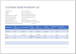 Clothing Store Inventory List Template Word Excel Templates