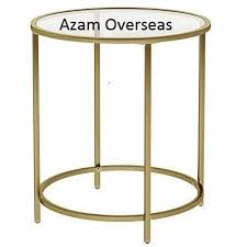 Glass Table With Gold Metal Frame Round