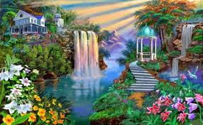 Beautiful Garden Waterfalls Nature