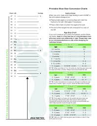 Printable Shoe Size Chart Activity Shelter