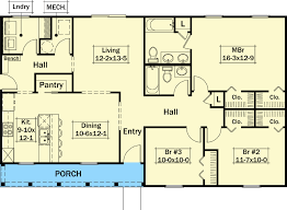 1400 Square Foot 3 Bed Ranch House Plan